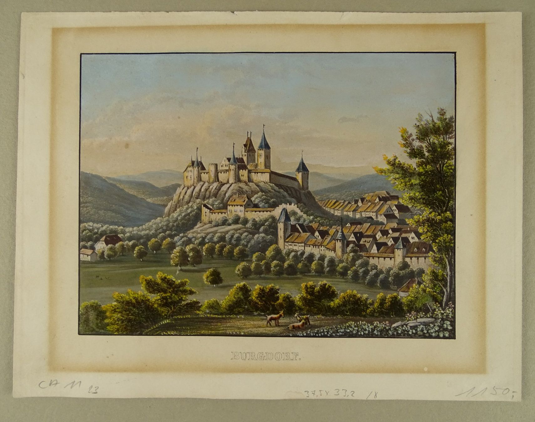 Incisioni: BURGDORF, AQUATINTA 1857 – Usato da Grüningen venduto da Kartensammler 1