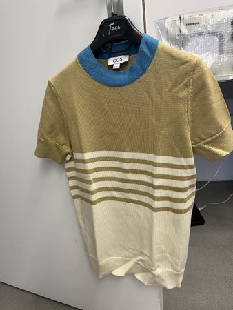 COS Polo Strickshirt beige blau XS