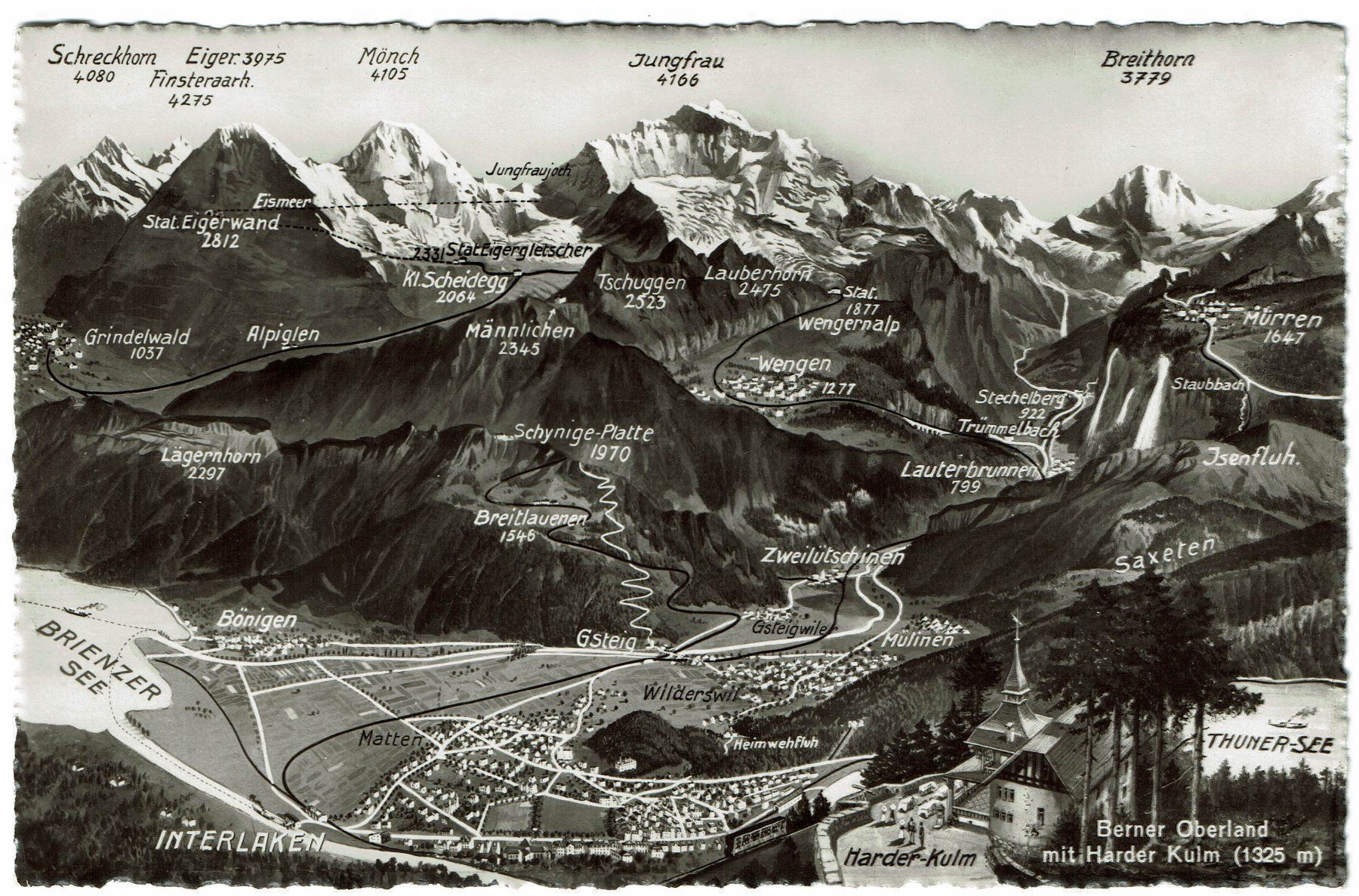 Cartoline postali: Ansichtskarte Berner Oberland, 1939 – Usato da Basel venduto da Falconis