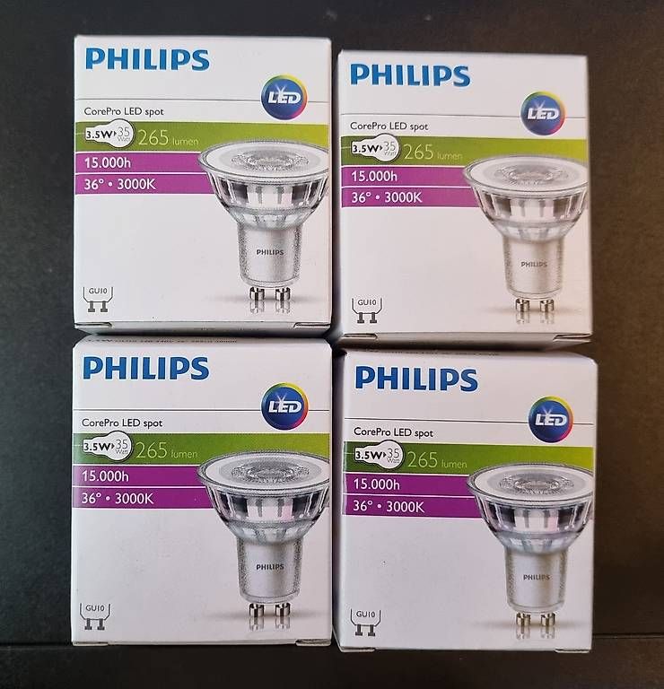 Philips Lampade: 4x Philips CorePro LED Spot GU10 - 3.5 W - 265 lm – Nuovo e nell'imballaggio originale da Allschwil venduto da BiHoh