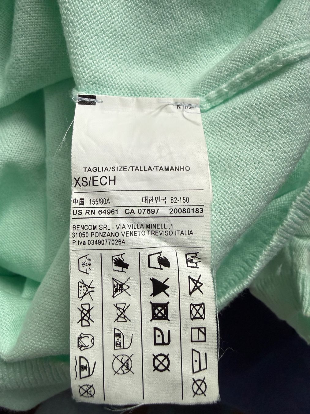 Benetton T-shirt: Mintgrüner Benetton Kurzarm-Pullover XS – Usato da Altendorf venduto da Jeshy15 3