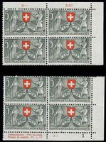 2x PP 1953: „Bern“, 4er Block, **, mit Abart 61.2.01