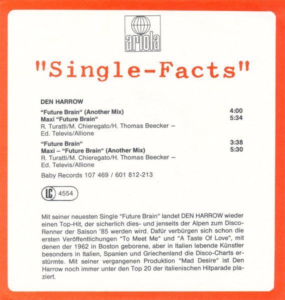 Vinyles: Harrow Den: Future Brain (Another Mix) 7" – D'occasion à Steinhausen par Vilivinili 1