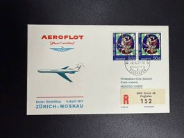 Aeroflot Erstflugbrief Zürich-Moskau 1971