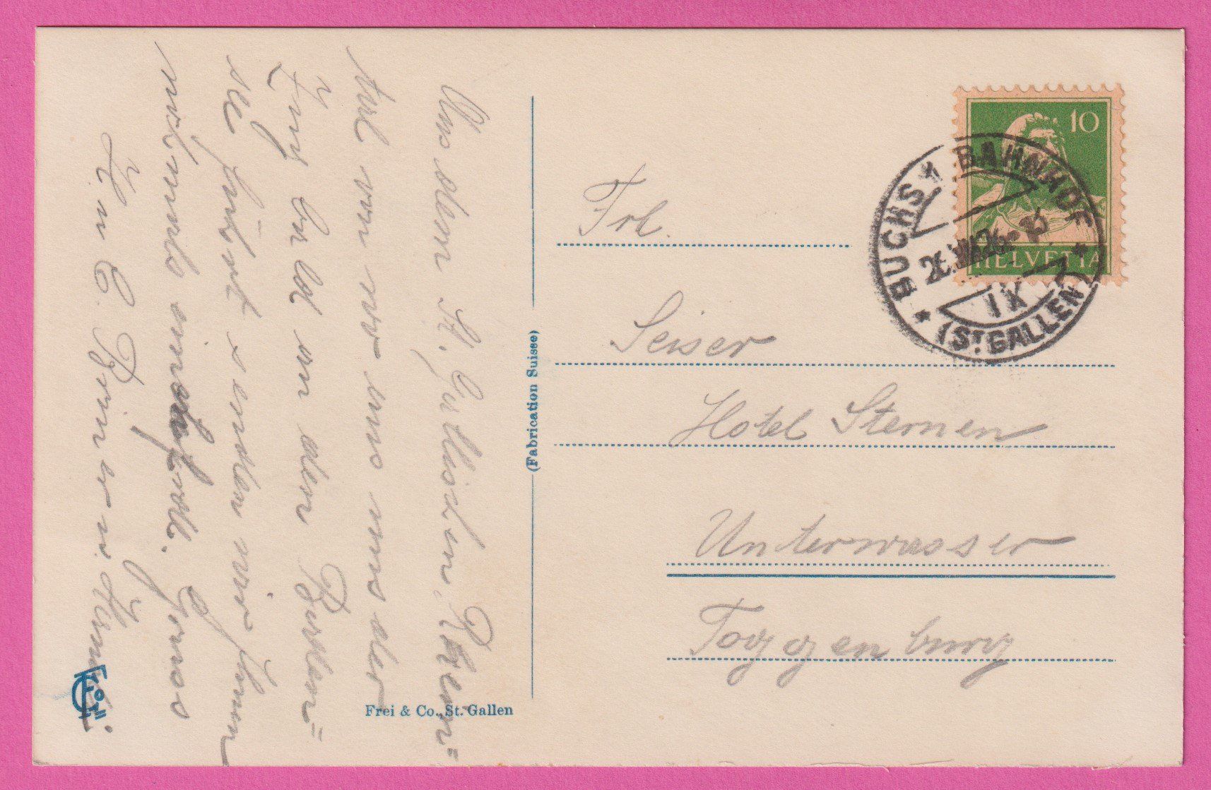 Ansichtskarten: Buchs SG gel 1926 – Gebraucht aus Einsiedeln von dillie 1