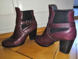 Navyboot Stiefeletten Leder, burgund, weinrot, bordeaux, 40