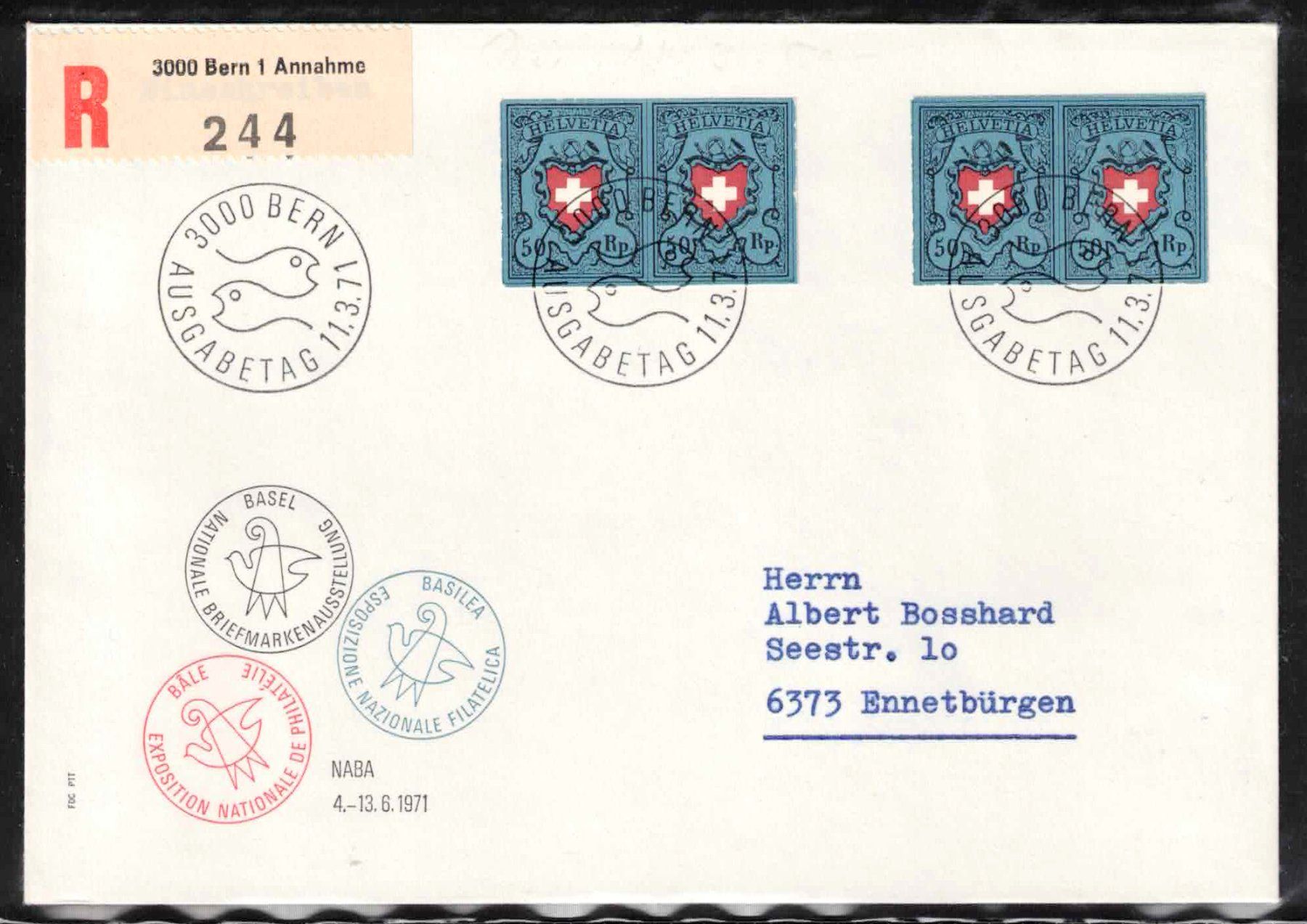 Tutti i francobolli: 1971, NABA Blockausschnitte W44 auf FDC – Nuovo (secondo la descrizione) da Nuglar venduto da Stamp88