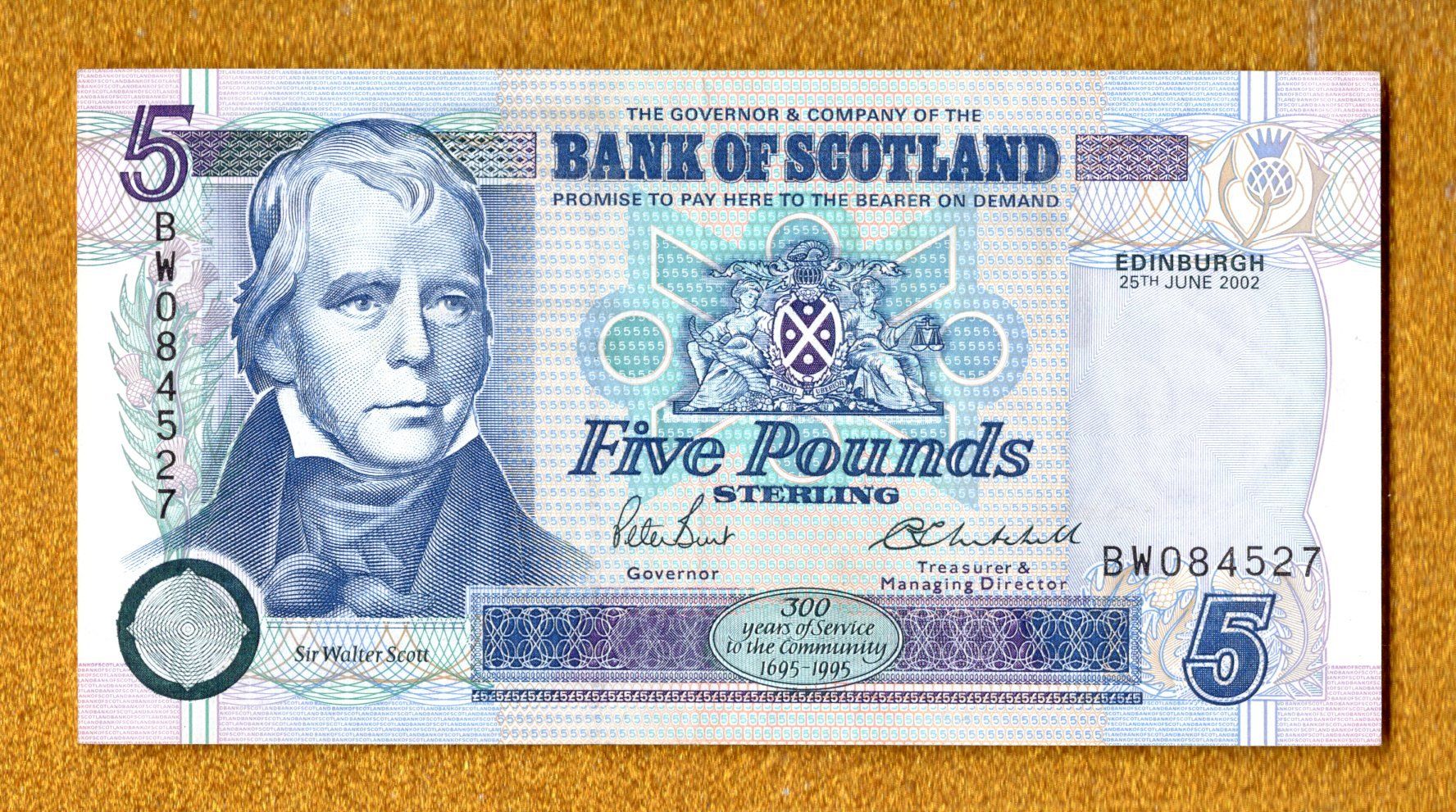 Banconote: Scotland 5 pounds TOP grading AU+ – Usato da Leibstadt venduto da baroc333