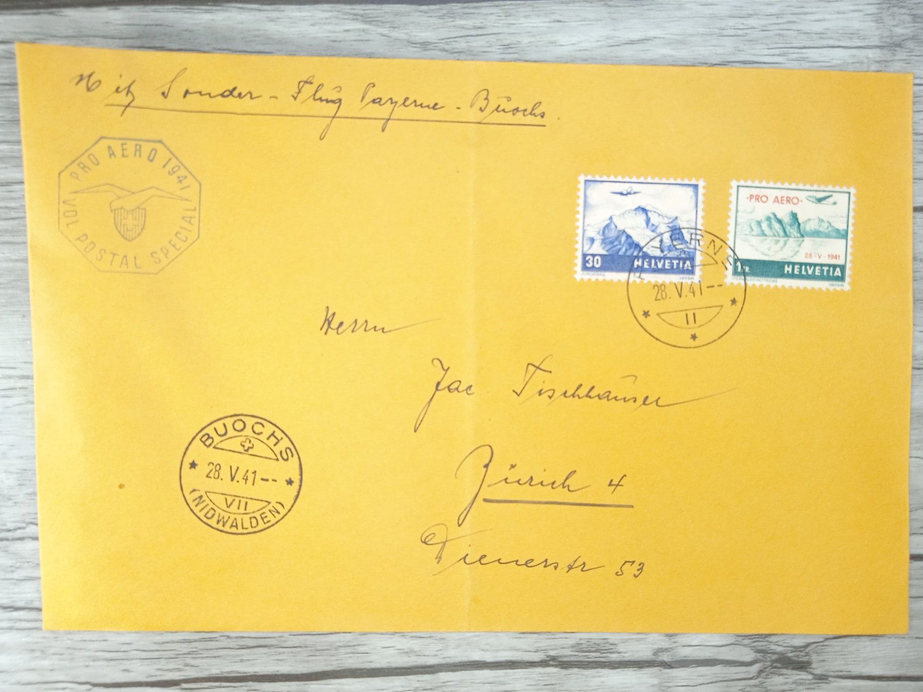 Tutti i francobolli: TR72 Enveloppe + Timbre Suisse 1941 – Usato da Cousset venduto da Patrick_Collections