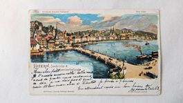 Ancienne carte postale, Luzern Seebrücke 1901