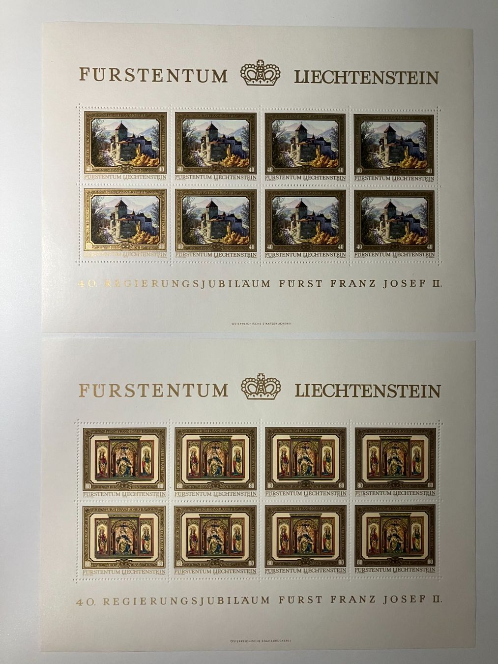 Tutti i francobolli: Liechtenstein, Kat. 644-47 Kleinbogen, ** – Usato da Würenlos venduto da Eulenpostuhu