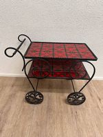 Vintage Servierwagen im Mid-Century-Stil mit Keramikfliesen