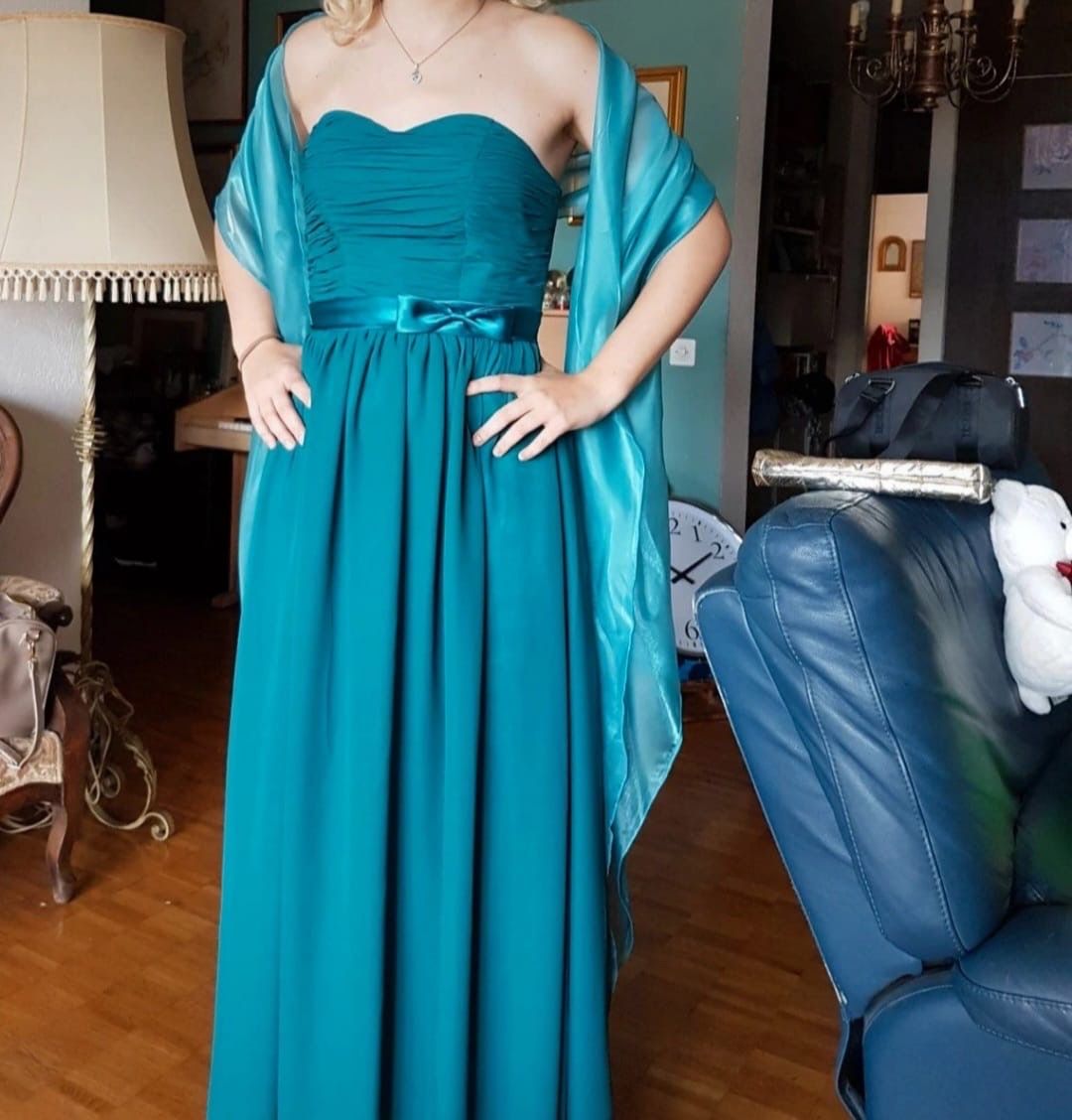 Vestiti: Vestito elegante lungo turchese – Usato da Vezia venduto da Ivan-Cincio