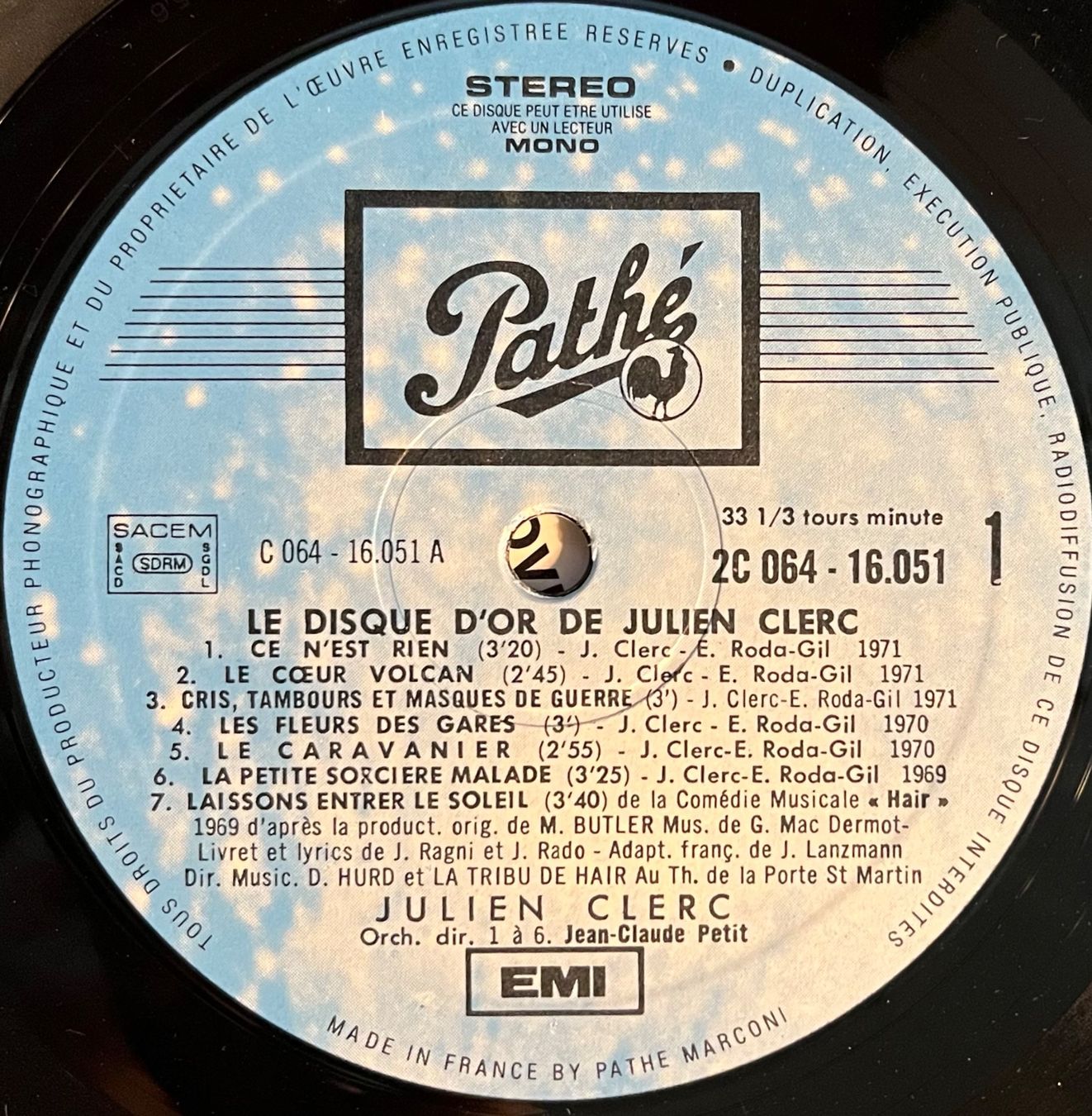 Dischi in vinile: JULIEN CLERC - DISQUE D'OR DE JULIEN CLERC - 33 Tours – Usato da Bussigny venduto da vinyl-pas-cher 3