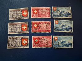 9 Briefmarken 1939, Schweizerische Landesausstellung Zürich