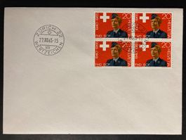 Schweiz 1965 FHD 25 J. 20 Rp. 4er-Block CTO Zürich