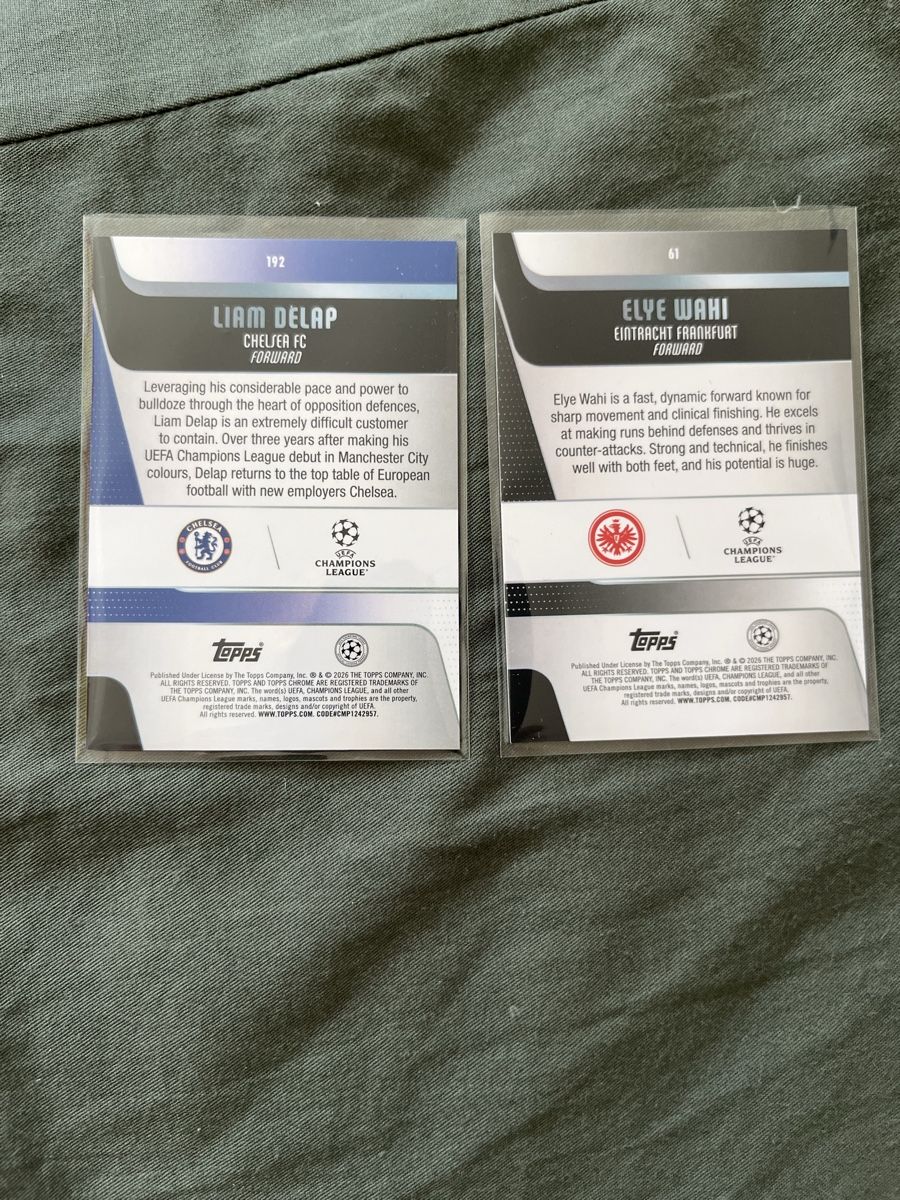 Topps Carte collezionabili: Topps Chrome UCC 2025/26 Negative Refractor Delap/Wahi – Nuovo (secondo la descrizione) da Dornach venduto da Raulgp7 1
