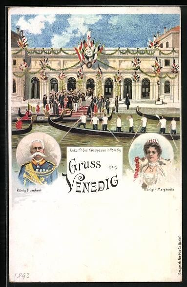 Cartoline postali: Litho Venedig, Ankunft des Kaiserpaares, – Usato da Berlin venduto da bartko-reher