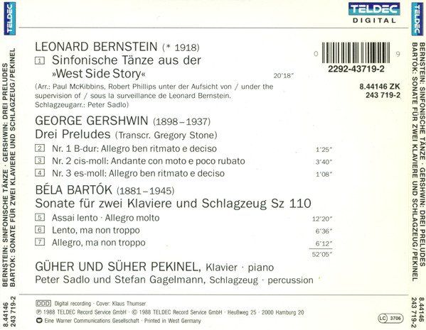 CD: Leonard Bernstein, George Gershwin, Béla Bartok – Usato da Unterbäch venduto da niquz 1