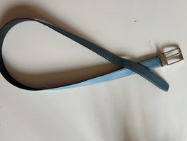 Ceinture en cuir, taille 110, bleu clair