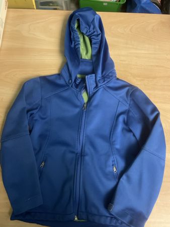 Blaue Softshell Übergangsjacke mit Kapuze, Gr.128