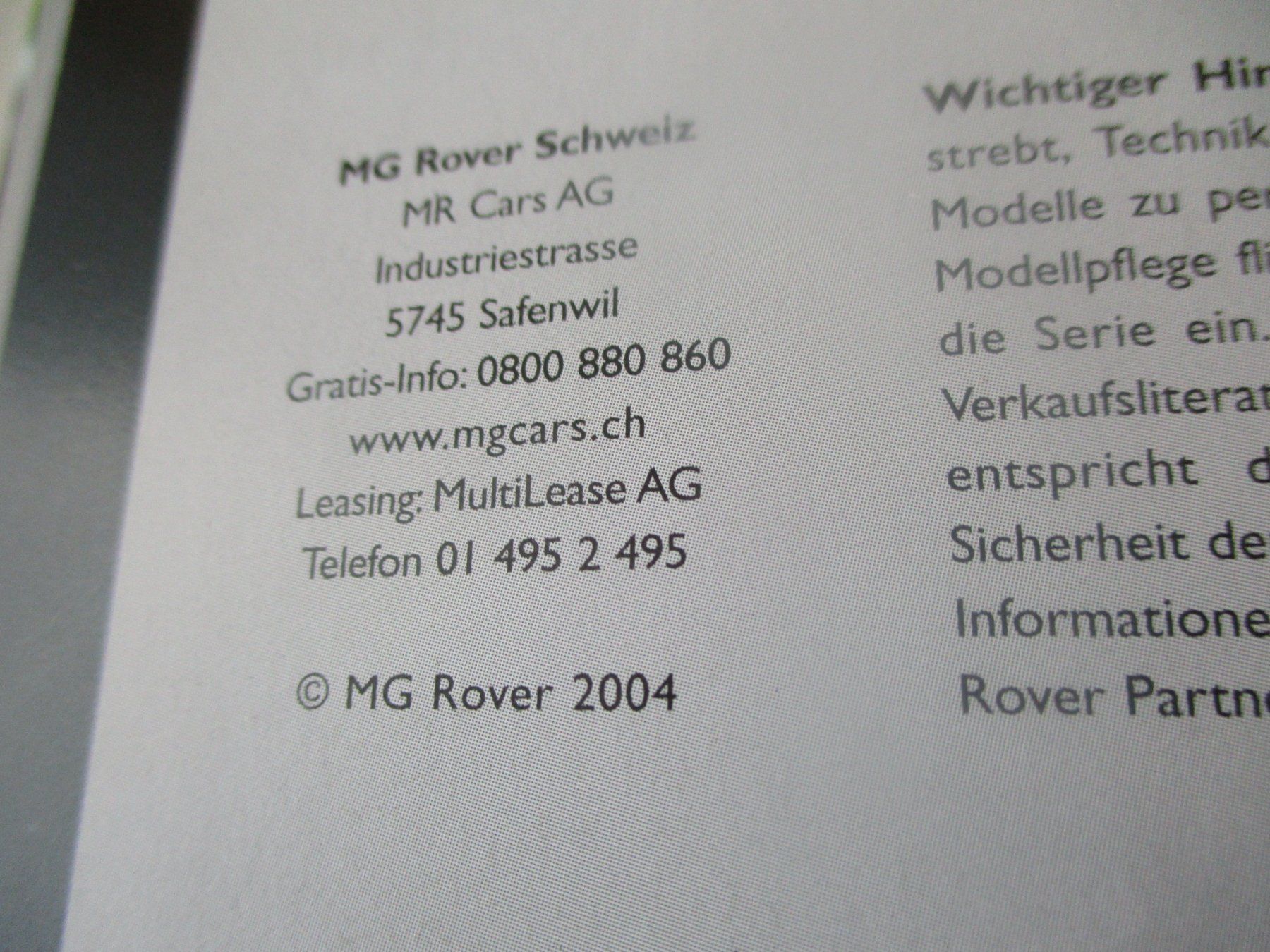 MG Documenti: MG POWER 2004 PROSPEKT – Usato da Langnau i. E. venduto da Superseven69 9