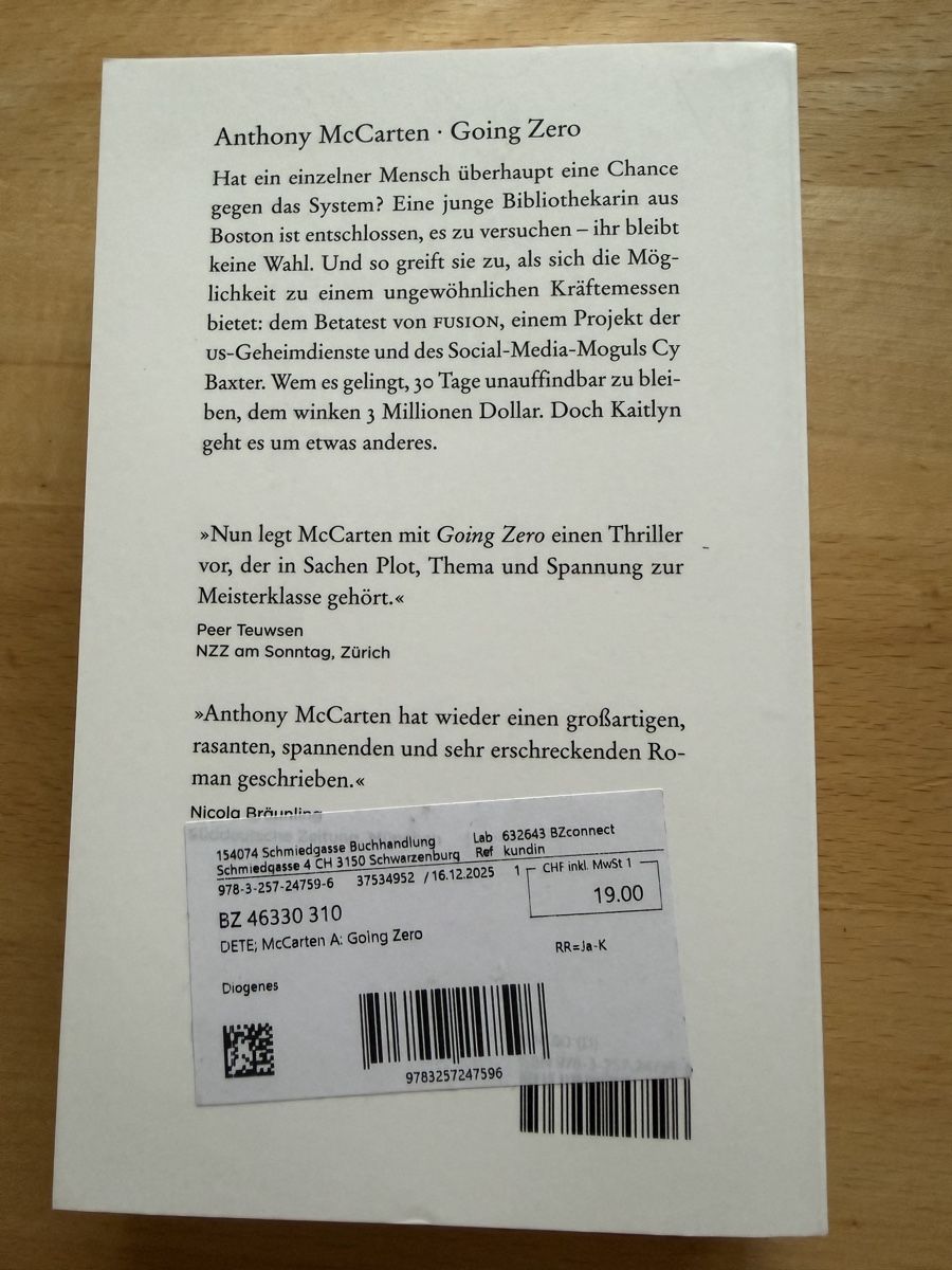 Libri: Going Zero - Anthony McCarten  – Usato da Schwarzenburg venduto da Michellu 1