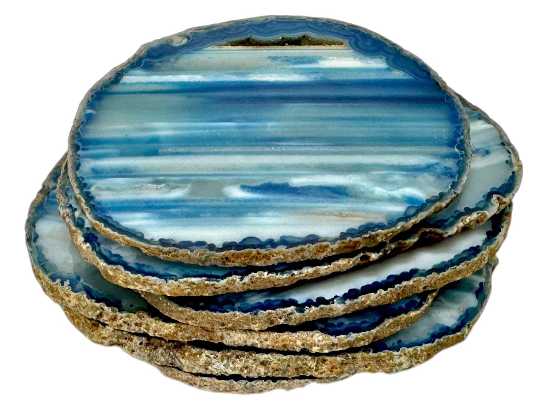 Sottobicchieri: Ensemble unique de six sous-verres en agate bleue – Usato da Morges venduto da Novantica 8