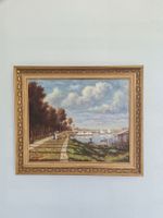 Tableau paysage, huile sur toile, signée, vintage.