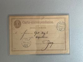 Carte-correspondance mit gebrochenem Zugerstempel