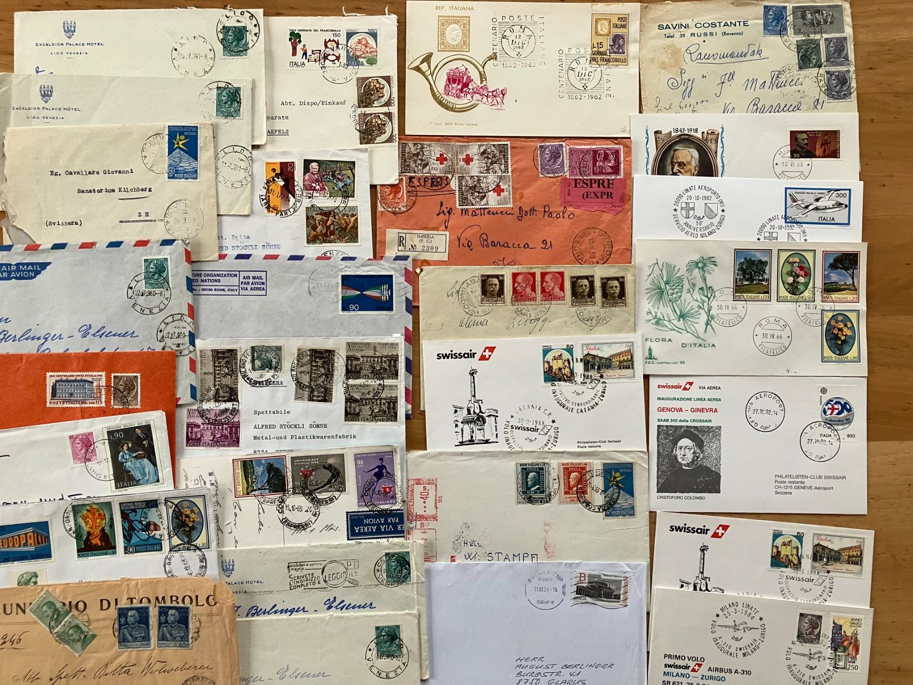 Tutti i francobolli: Italien, 55 Belege, Briefe, alte FDC, Postkarten, Ansichtsk – Usato da Näfels venduto da cff2202