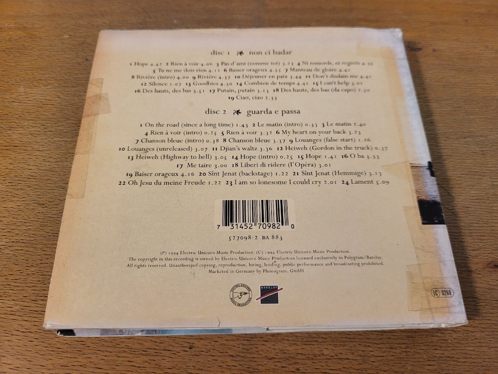 CD: Stephan Eicher - Non ci badar, guarda e passa CD – Usato da Thun venduto da Kissthis 3