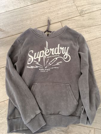 Sweat à capuche Superdry gris imprimé taille S état neuf