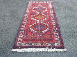 Antiker Orientteppich Rot-Blau, gute Erhaltung 106x220cm