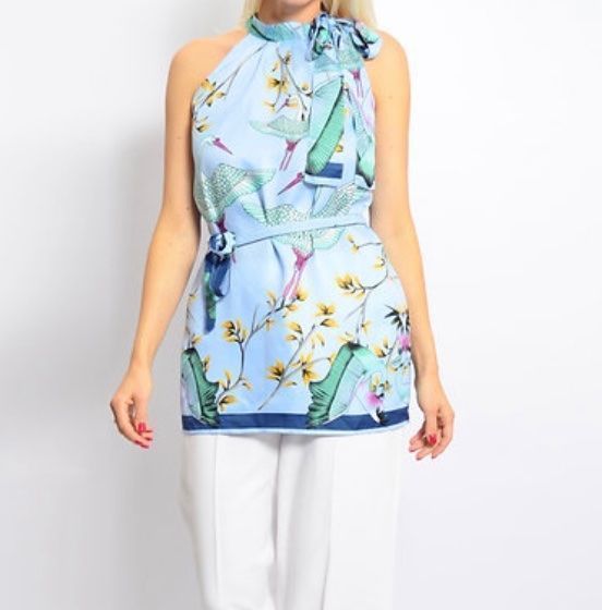 Camicette: Seidenbluse mit Vogel Blumenornament – Nuovo e nell'imballaggio originale da Walchwil venduto da Maxana 1