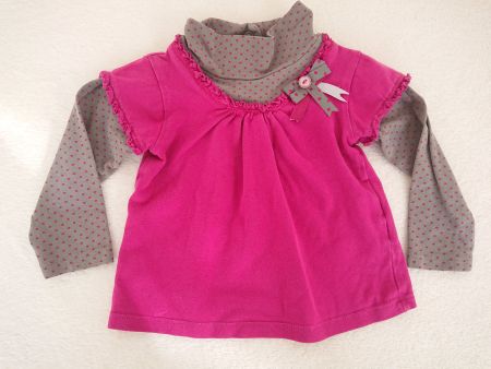 Baby Girl Langarmshirt C&A Gr. 68 Bordeau Grau