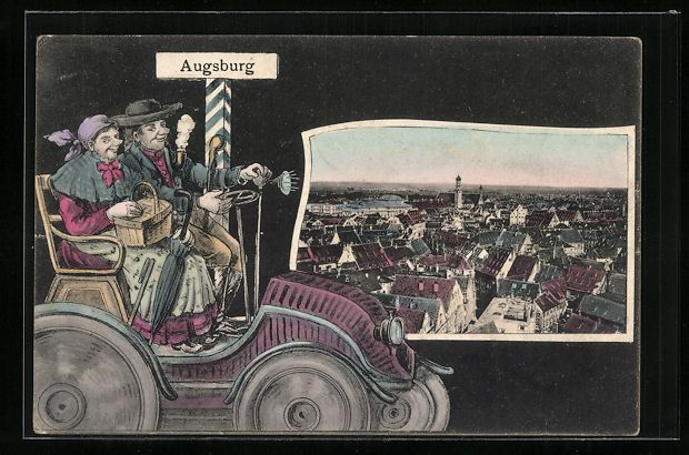 Cartoline postali: Grusskarten-AK Augsburg, Blick über die – Usato da Berlin venduto da bartko-reher