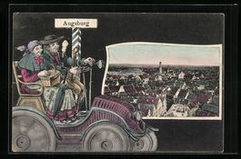 Grusskarten-AK Augsburg, Blick über die