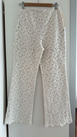 Superbe pantalon Sandro en dentelle blanche, taille 38