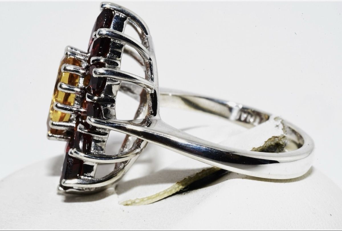 Anelli: .925 Silver 6.00CT Natural Citrine & Granat Ring – Nuovo (secondo la descrizione) da Lenk im Simmental venduto da Janin1984 2