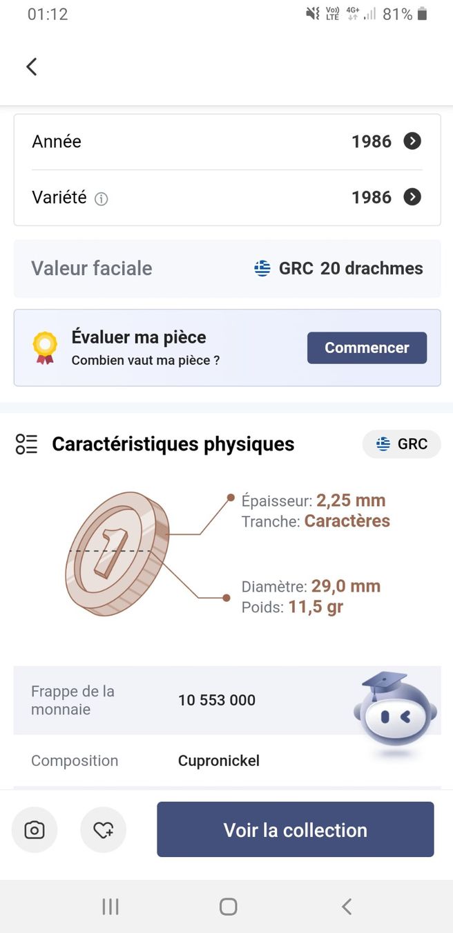 Tutti le monete: Pièce grecque 20 Drachmes 1986 - Collection! – Usato da La Chaux-de-Fonds venduto da Marteaux 2
