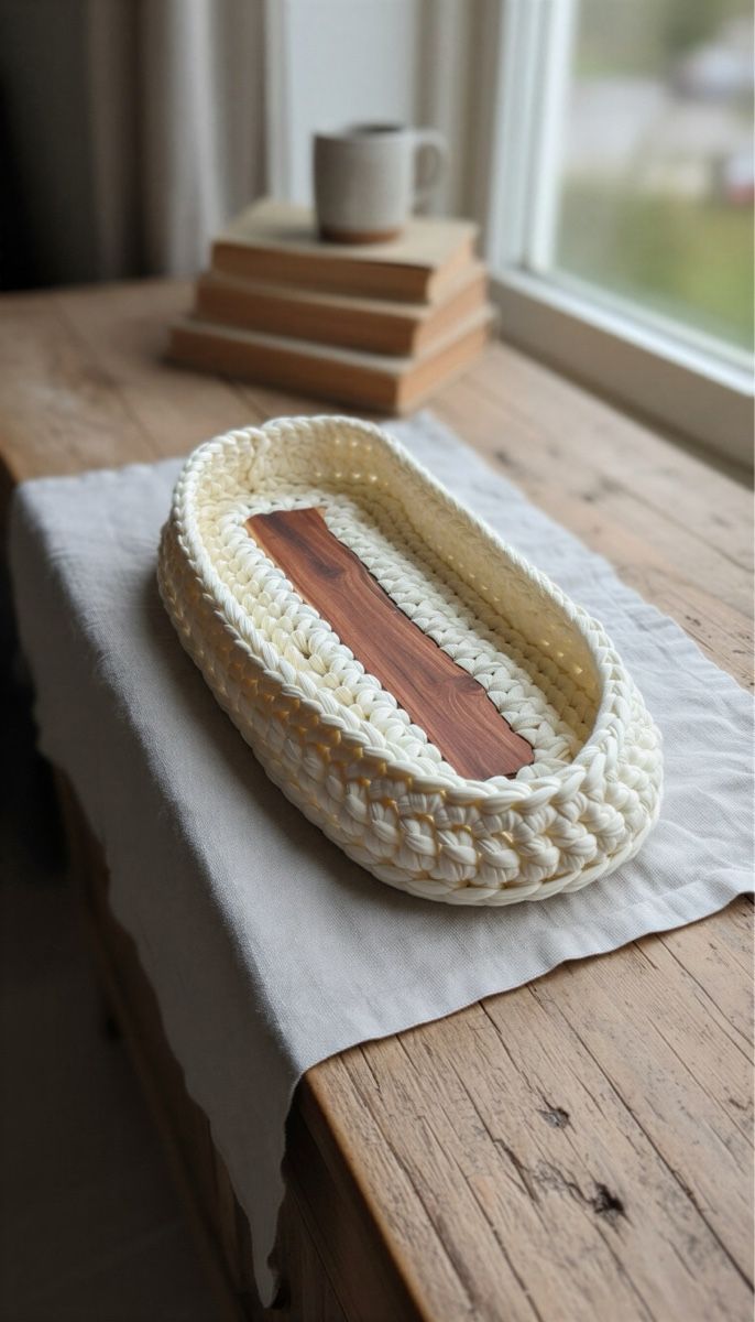 Tutte le decorazioni: Neu, edle Designer Häkelschale mit Apfelholz – Nuovo (secondo la descrizione) da Bichwil venduto da VintaCraftStudio