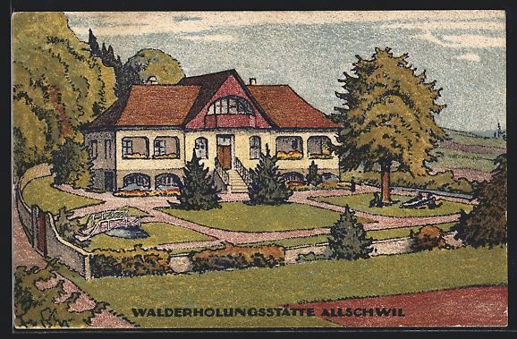 Cartoline postali: Allschwil, An der Walderholungsstätte – Usato da Berlin venduto da bartko-reher