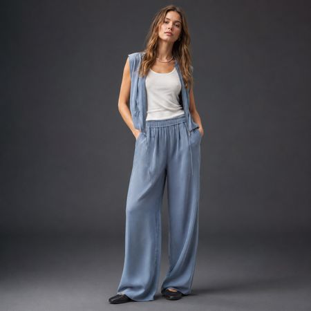 ZARA weite Stoffhose fliessende Hose n Blau - Gr. 38/M NEU