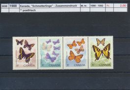 1988 Kanada, "Schmetterlinge", Zusammendruck, ** postfrisch