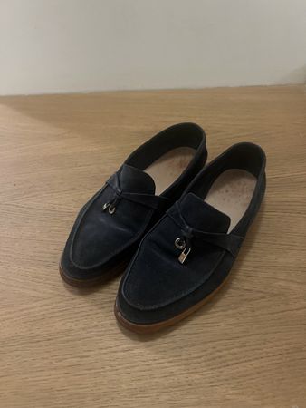 Loro Piana Summer Charms Walk Loafer Jeans Wildleder Gr 37.5