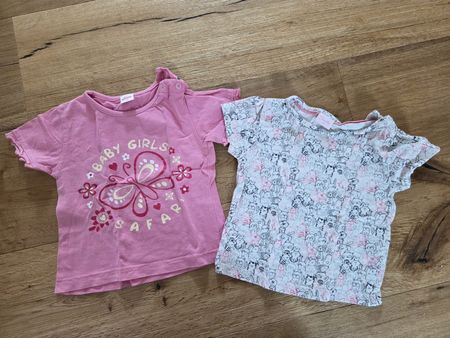 2x T-Shirts, Gr. 74, Mädchen, pink, Katze.