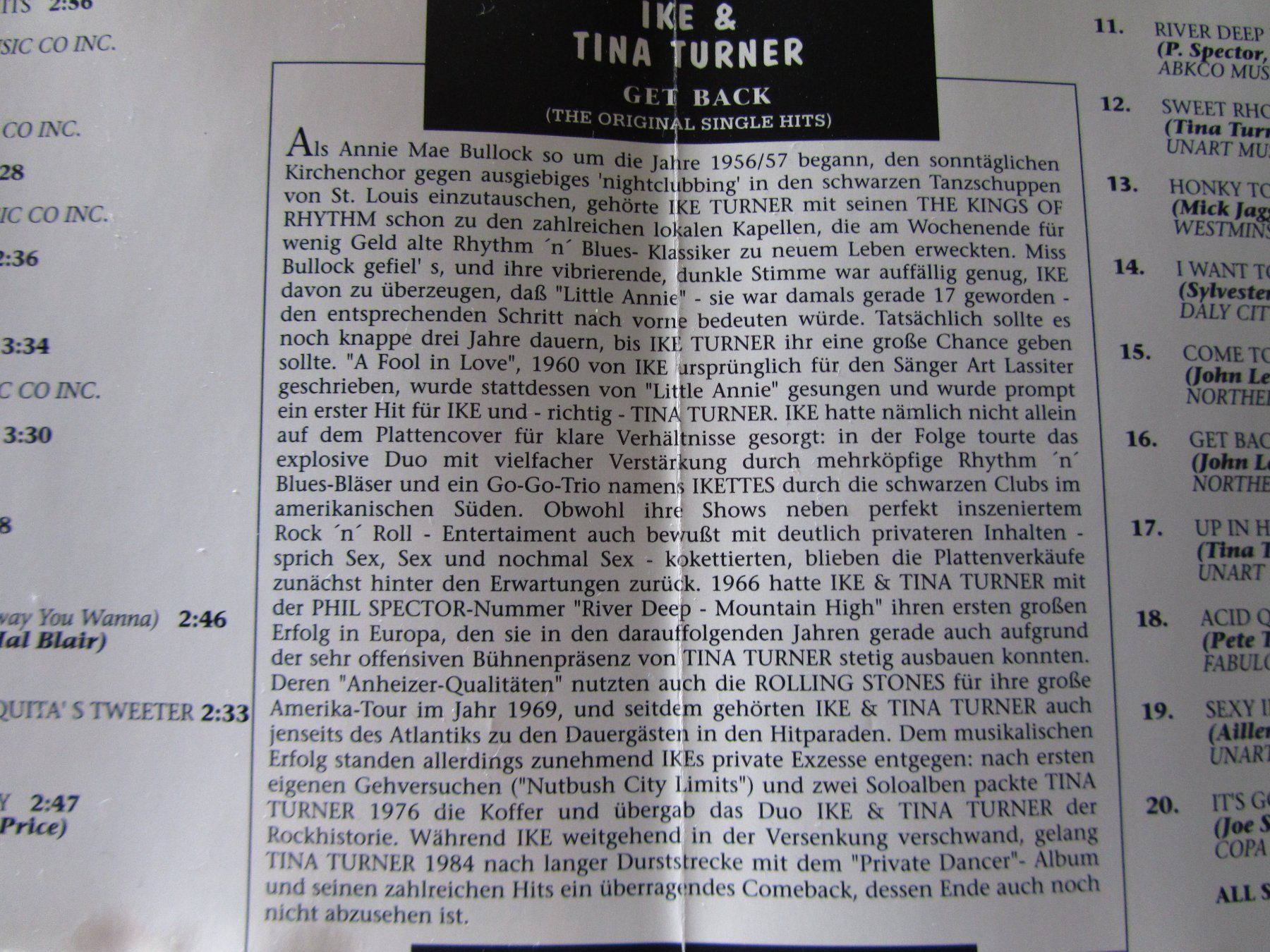CD: Ike & Tina Turner, CD, Get Back, the original Single Hits – Usato da Weiningen ZH venduto da dietsch57 3