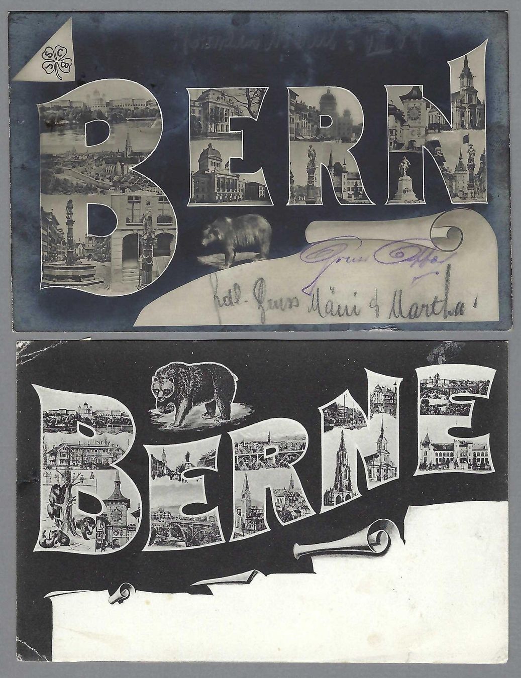 Cartoline postali: 1904, 1905, BERN, BERNE, 2 LEPORELLO (1 x ECKBUG) – Usato da Pura venduto da ulisse1957