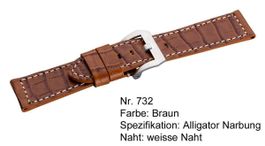 Uhrenband Leder Alligatorprägung 24mm hellbraun
